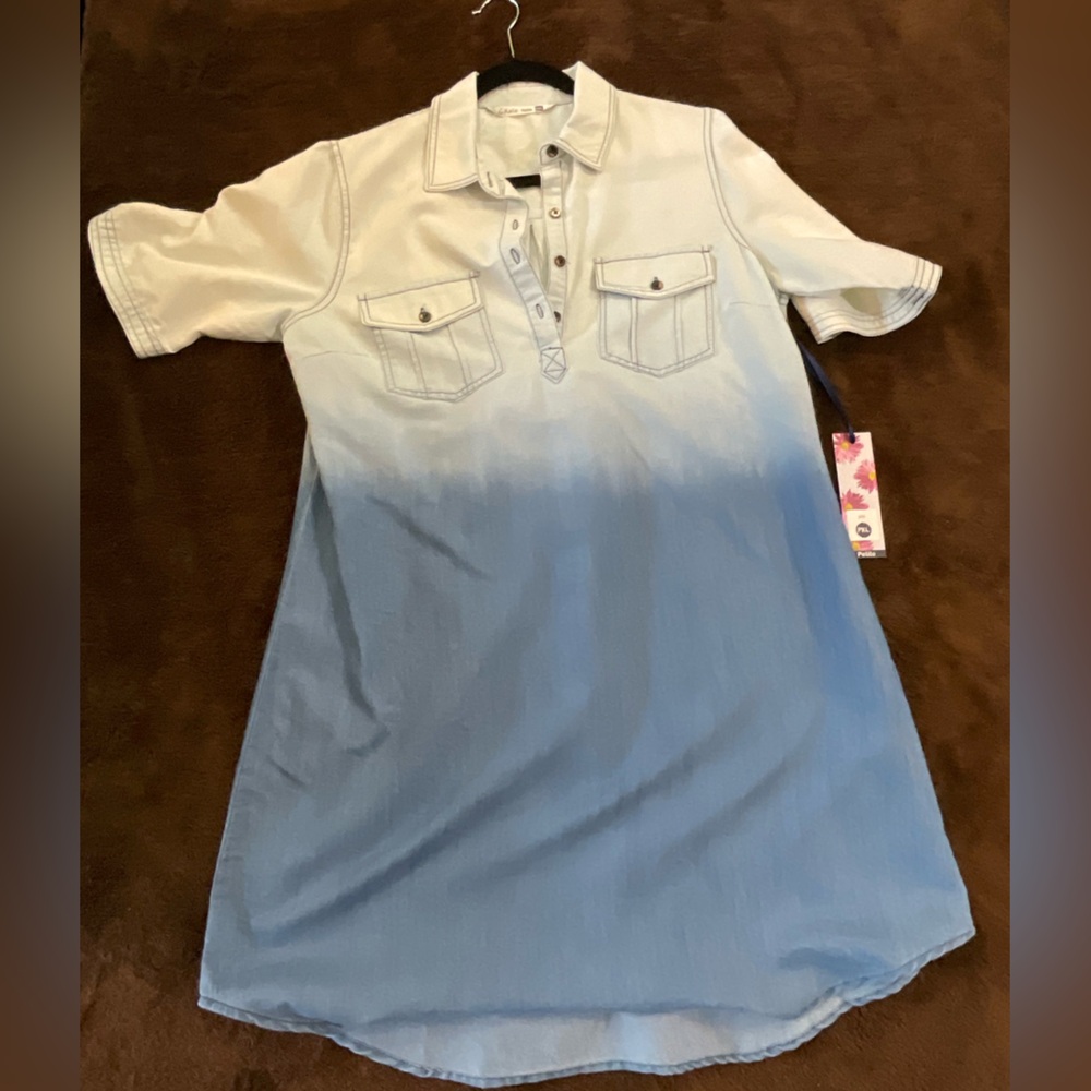 Blue and White Ombre Shirt Dress